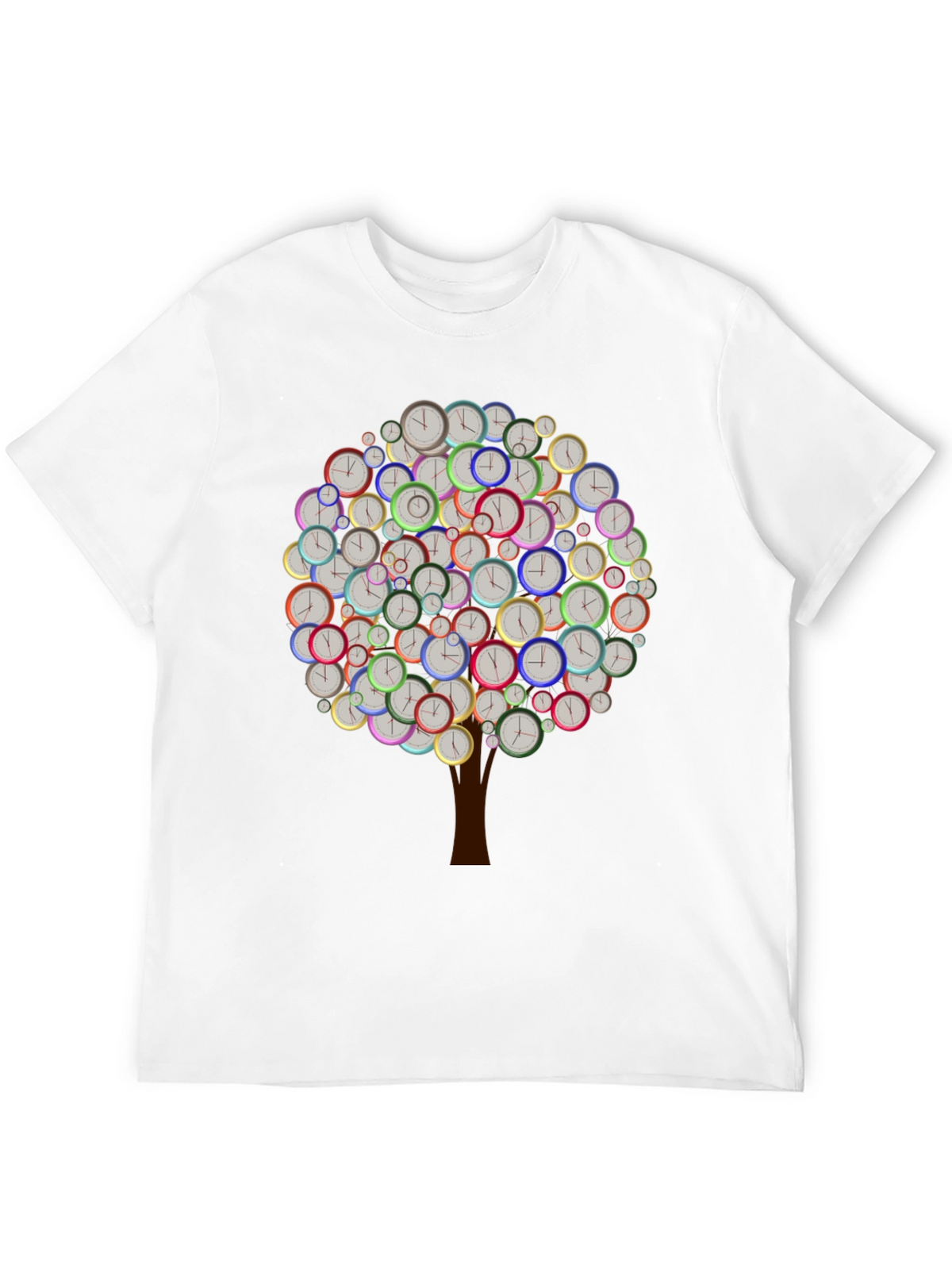 Time Tree Black Graphic Tee - Unique Clock Design
