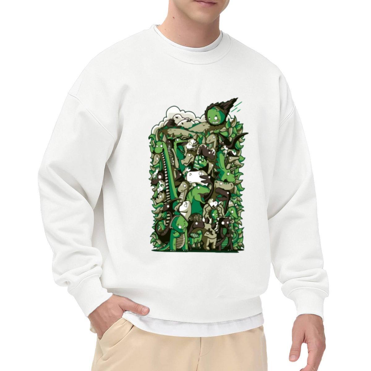 Cartoon Monster Mash Crewneck Sweatshirt, Creatures Graffiti Pullover, Halloween Gift