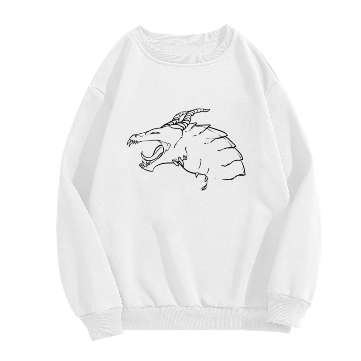 Roaring Dragon Beast Ink Sketch Crewneck Sweatshirt | Fantasy Monster Line Art Pullover, Dark Art Gift