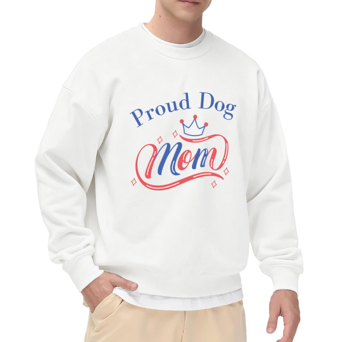 Proud Dog Mom Crown Script Crewneck Sweatshirt | Dog Mom Pride Pullover, Pet Parent Gift