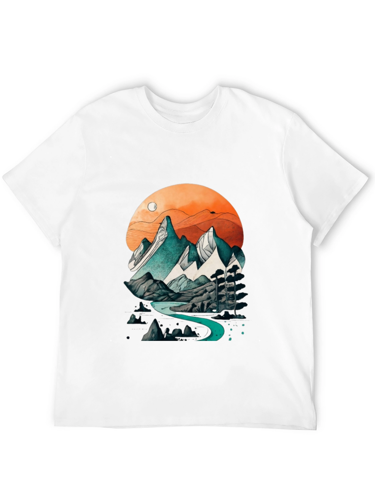 Mountain River Graphic Tee - Nature Inspired Design