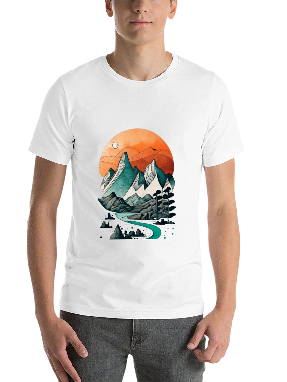 Mountain River Graphic Tee - Nature Inspired Design