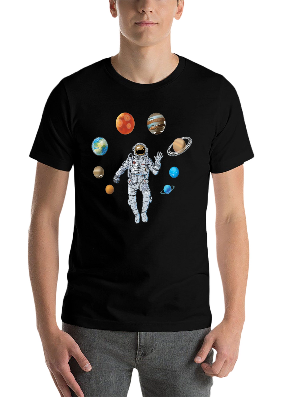 Astronaut & Planets Graphic Print T-Shirt