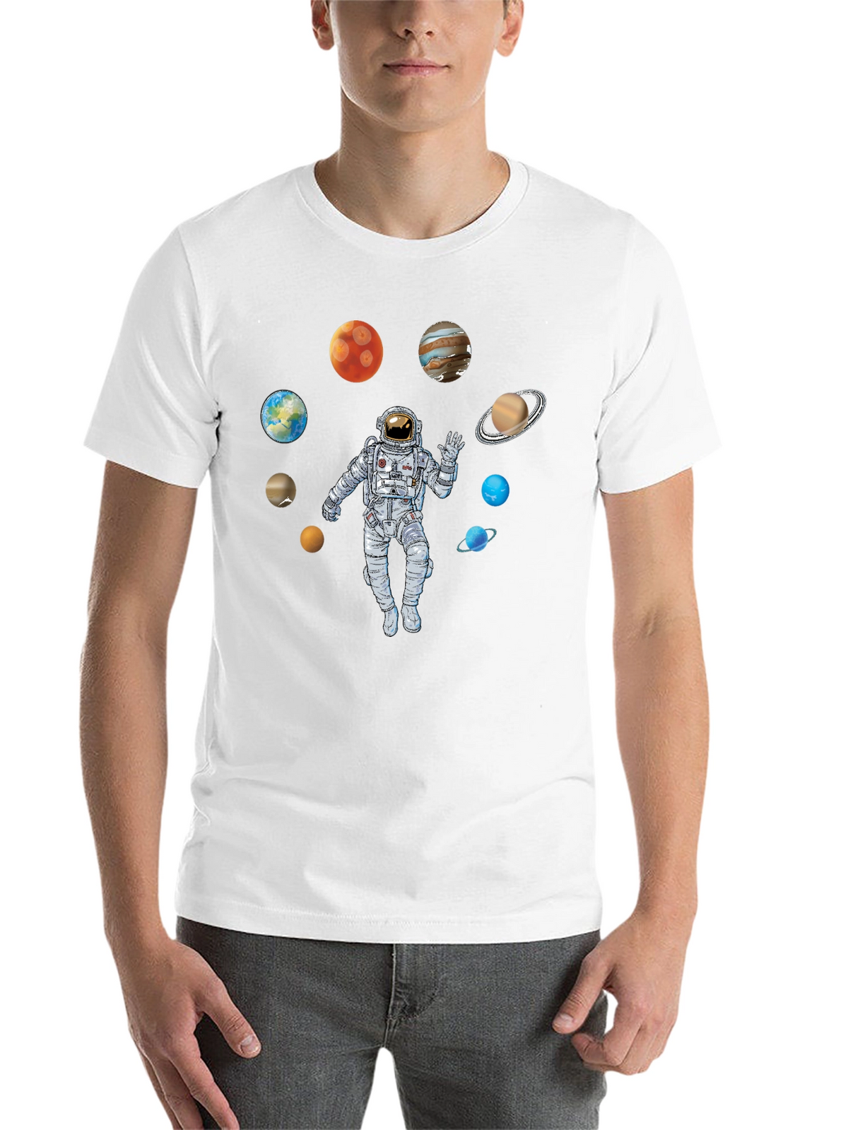Astronaut & Planets Graphic Print T-Shirt