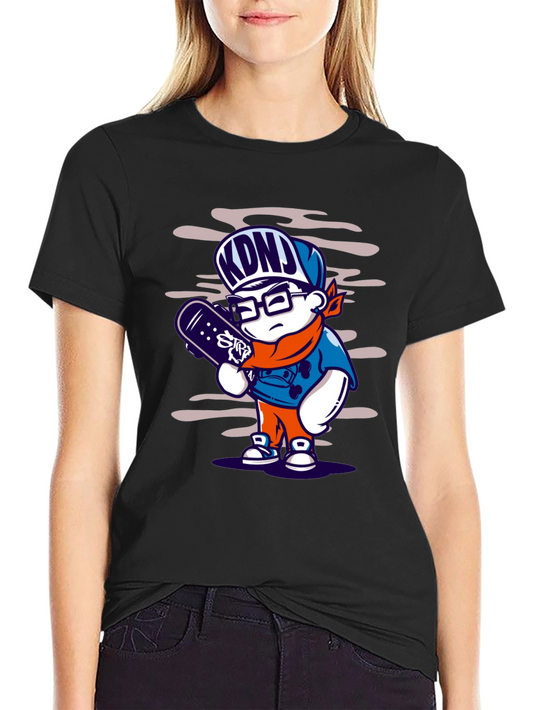 Cartoon Skater Graphic T-Shirt