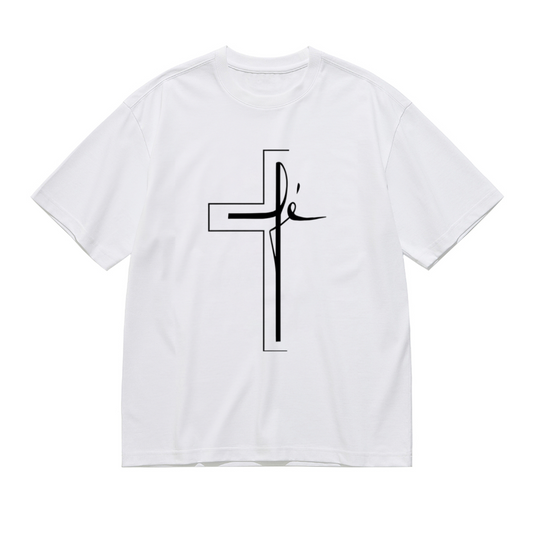 Minimalist Line Art Faith Cross Religious Inspirational Women¡¯s Tee