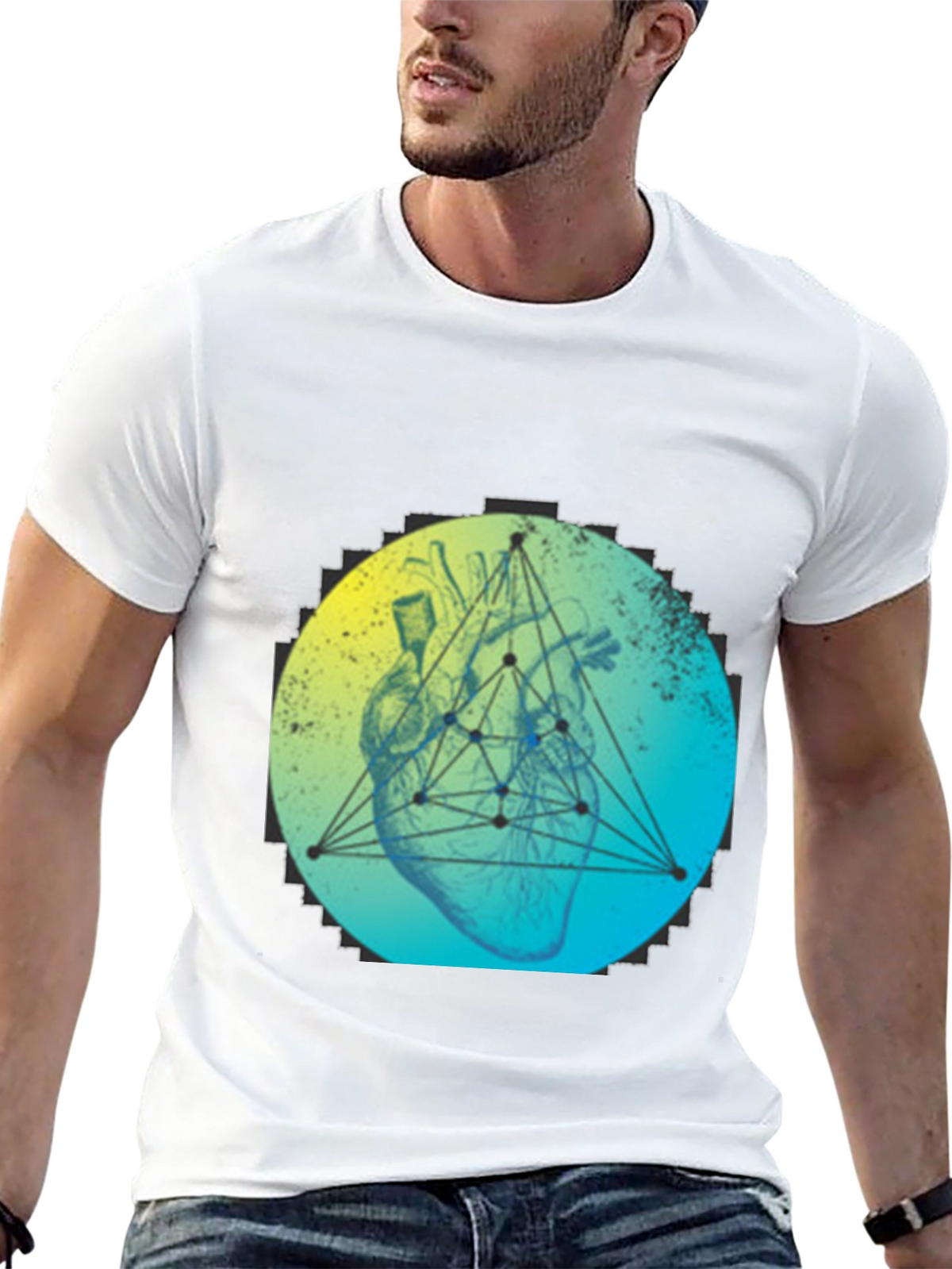 Geometric Heart T-Shirt - Modern Graphic Tee
