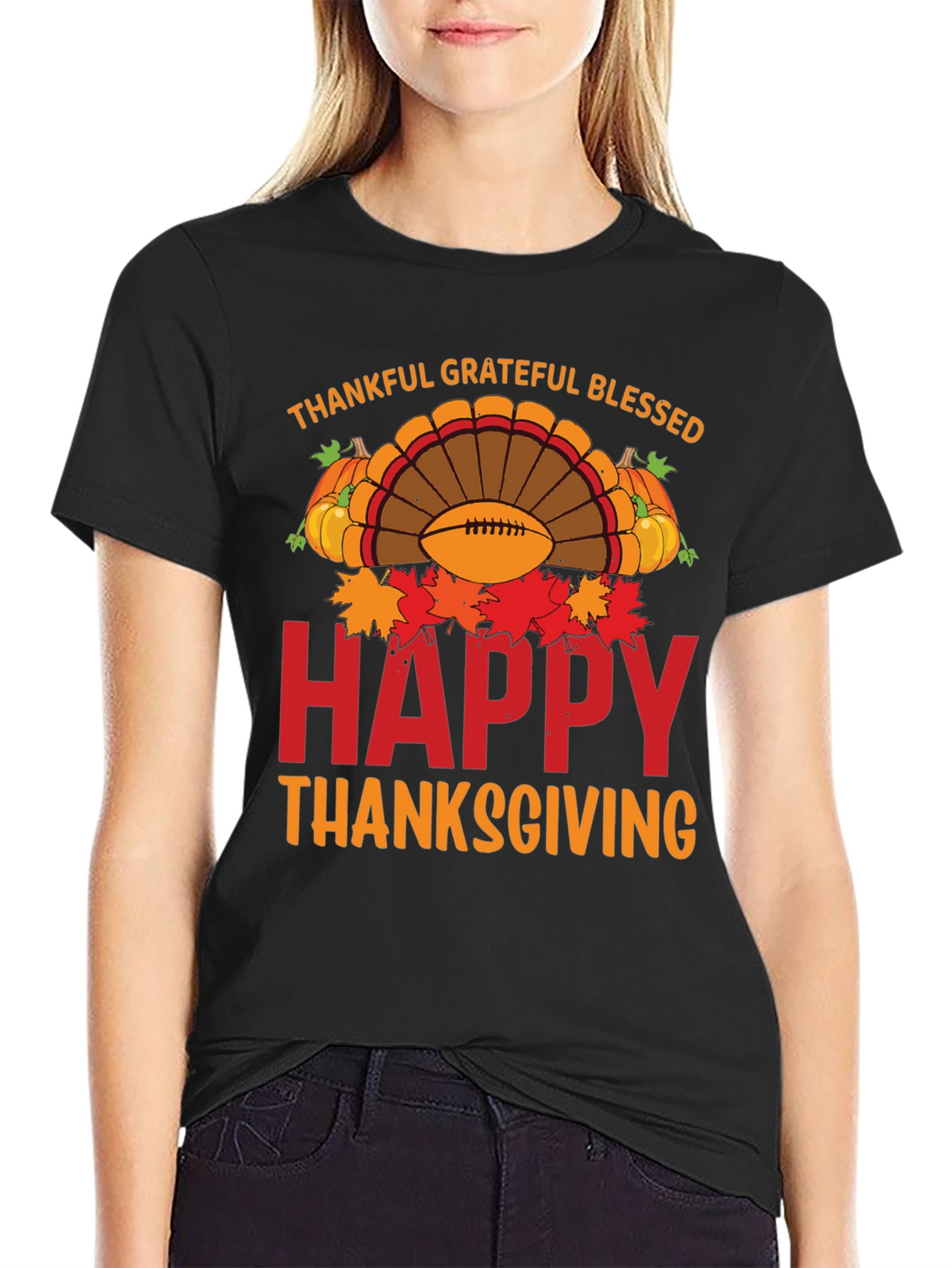 Thankful Grateful Blessed Happy Thanksgiving T-Shirt
