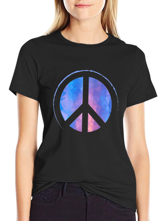 Geometric Peace Sign Black T-Shirt