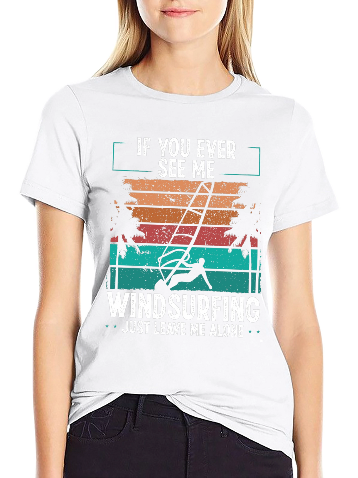 Windsurfing T-Shirt - Just Leave Me Alone Retro Design