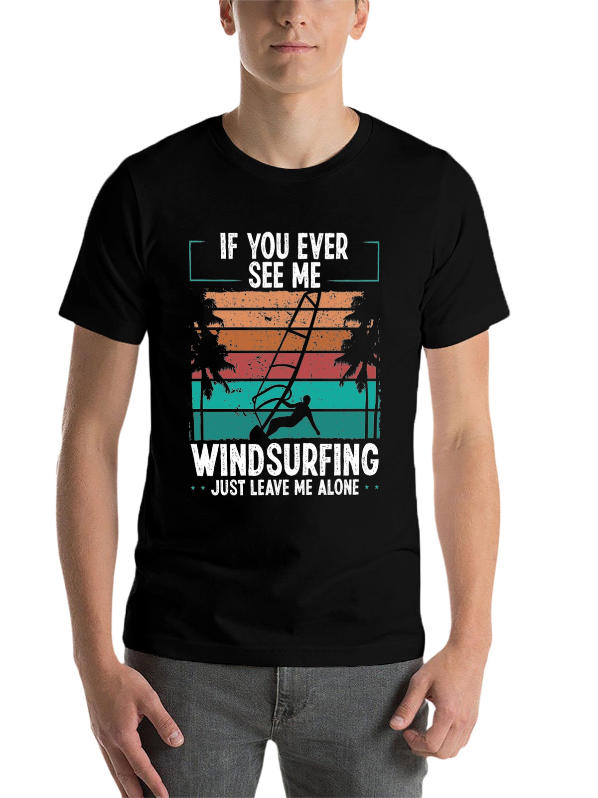 Windsurfing T-Shirt - Just Leave Me Alone Retro Design
