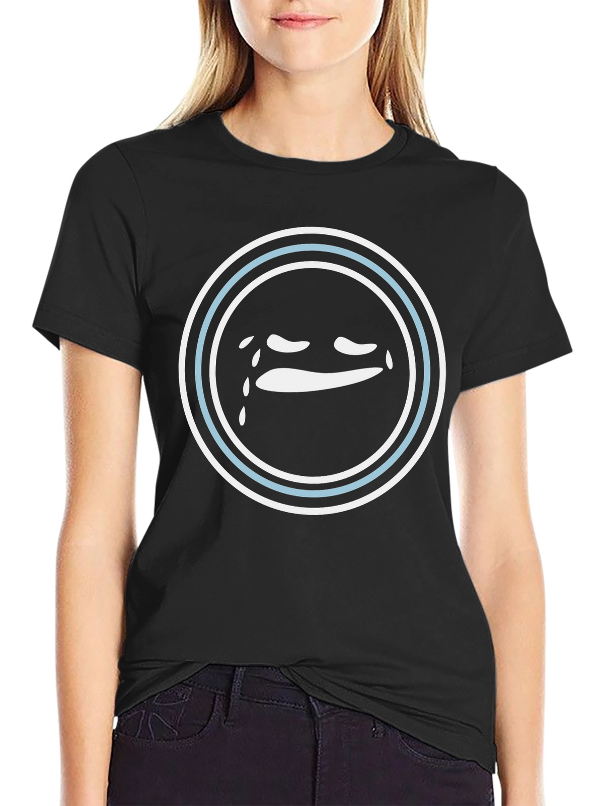 Teary Emoji Graphic Tee - Black