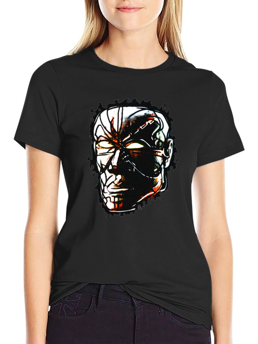 Sci-Fi Cyborg Graphic Print Black T-Shirt
