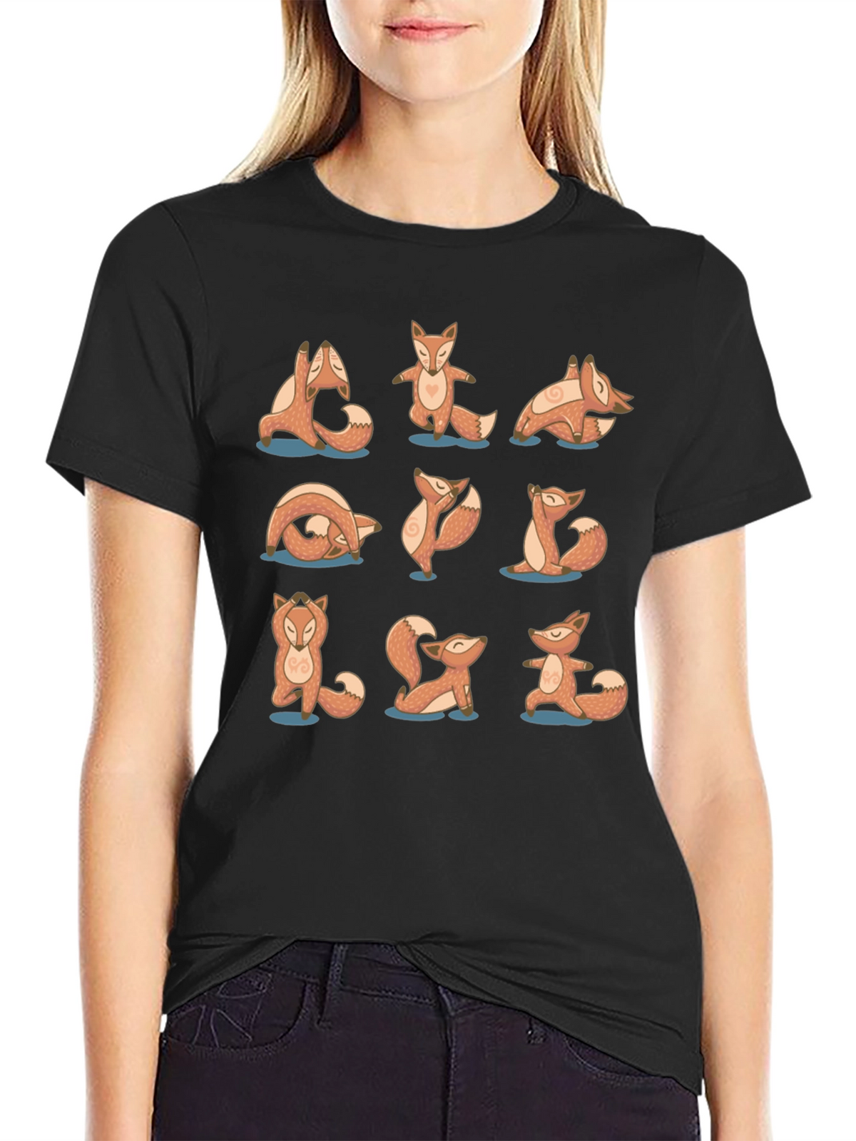 Yoga Fox Black Graphic Tee