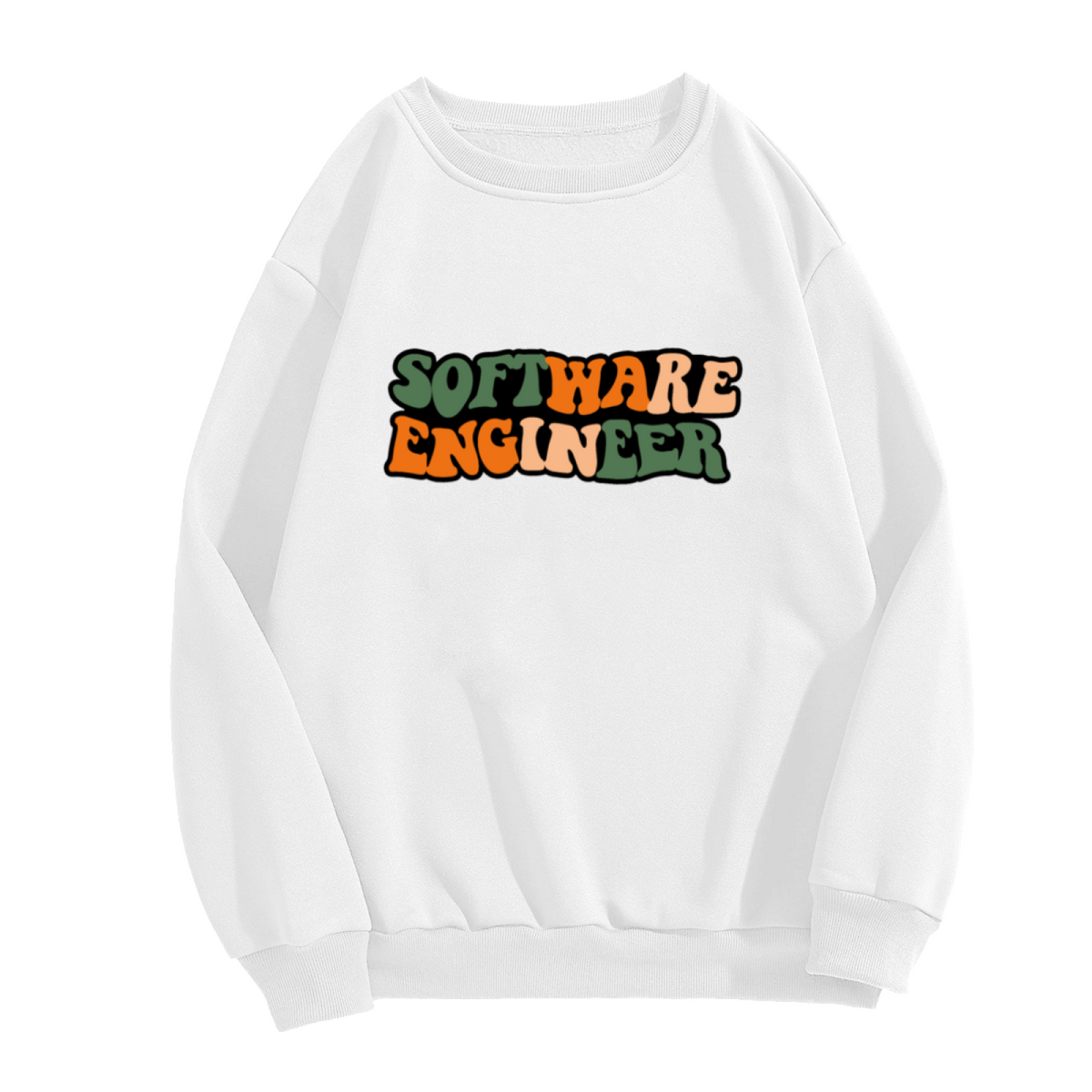 Software Engineer Retro Block Letters Crewneck Sweatshirt | Vintage Programmer Pullover, Retro Block Lettering Graphic Top, Developer Gift