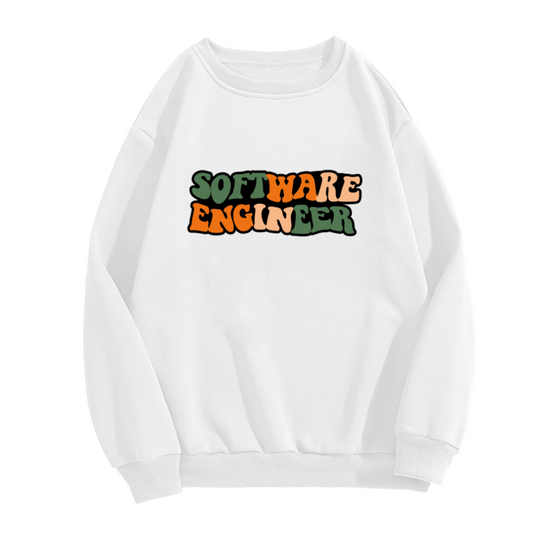 Software Engineer Retro Block Letters Crewneck Sweatshirt | Vintage Programmer Pullover, Retro Block Lettering Graphic Top, Developer Gift