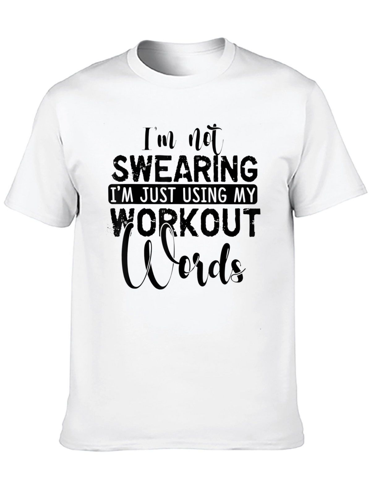 Workout Words Graphic Tee - Black Cotton