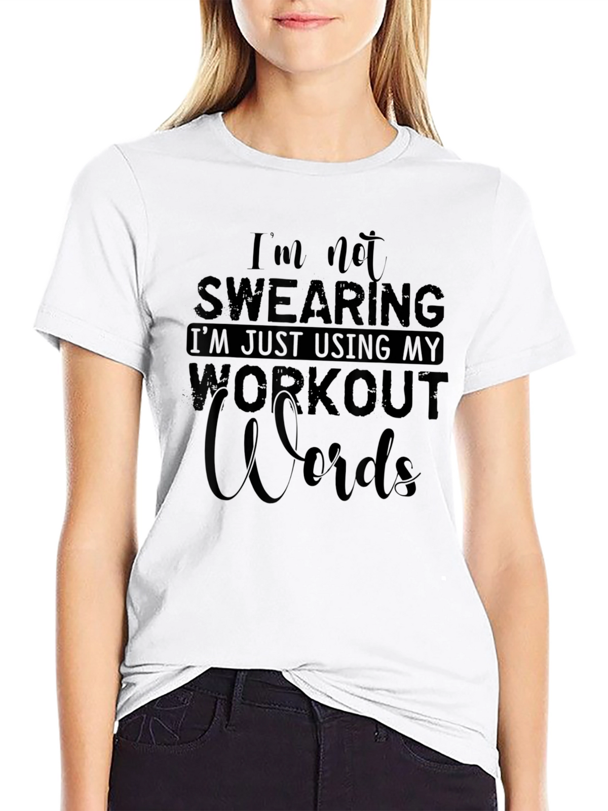 Workout Words Graphic Tee - Black Cotton