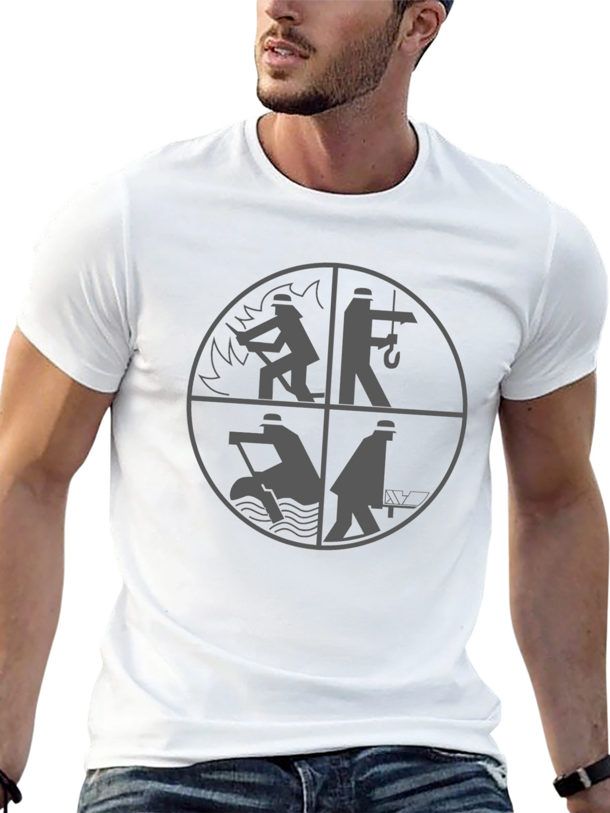 Worker Graphic Print Tee - Black
