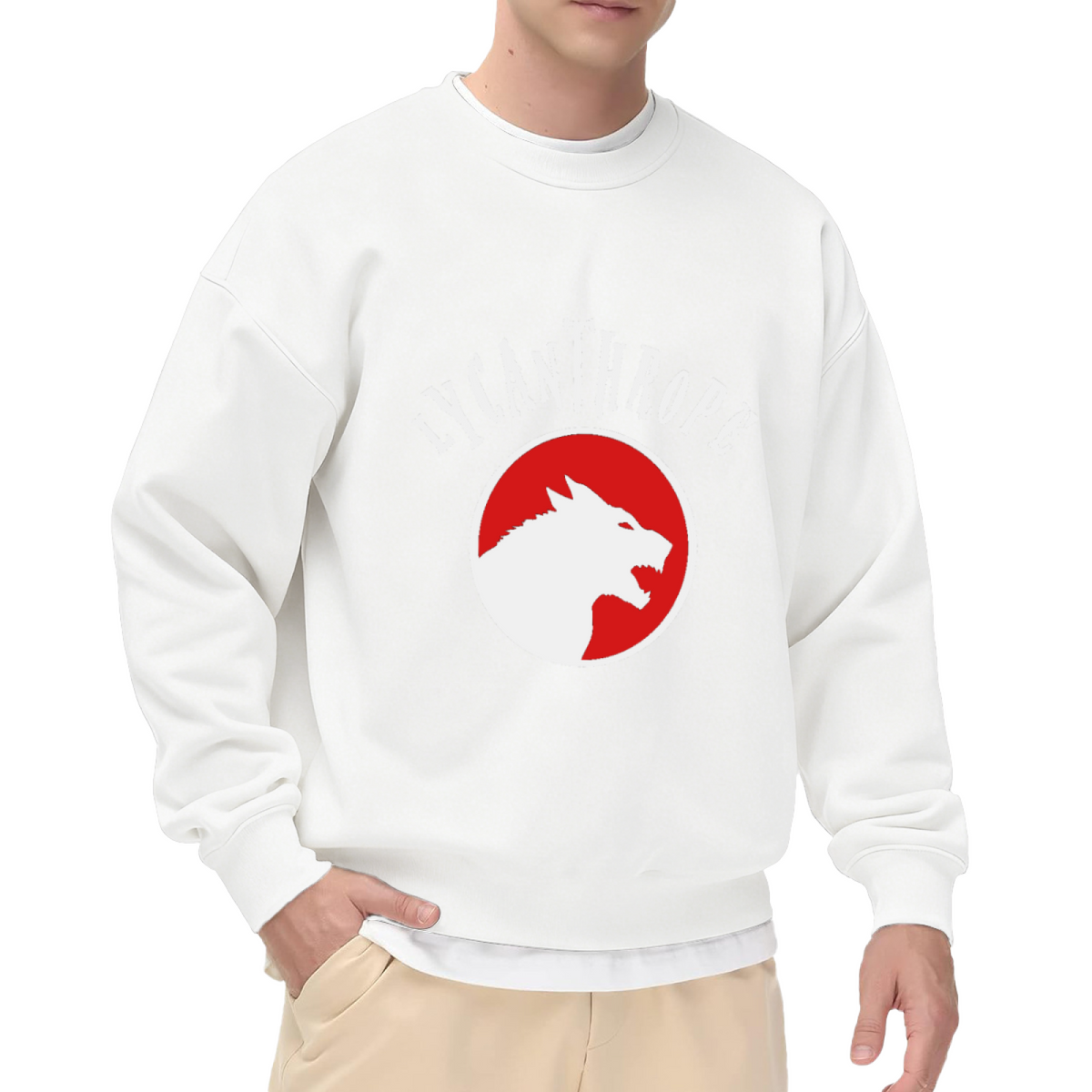 Lycanthrope Werewolf Crewneck Sweatshirt, Snarling Wolf Badge Pullover, Halloween Gift