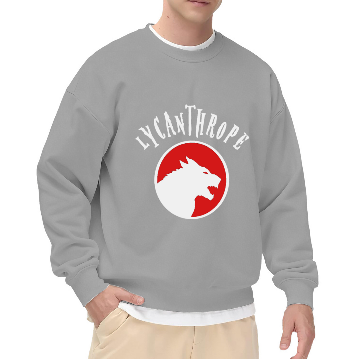 Lycanthrope Werewolf Crewneck Sweatshirt, Snarling Wolf Badge Pullover, Halloween Gift