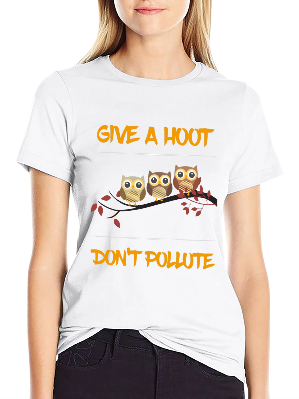 Give a Hoot Dont Pollute Owl Graphic Tee