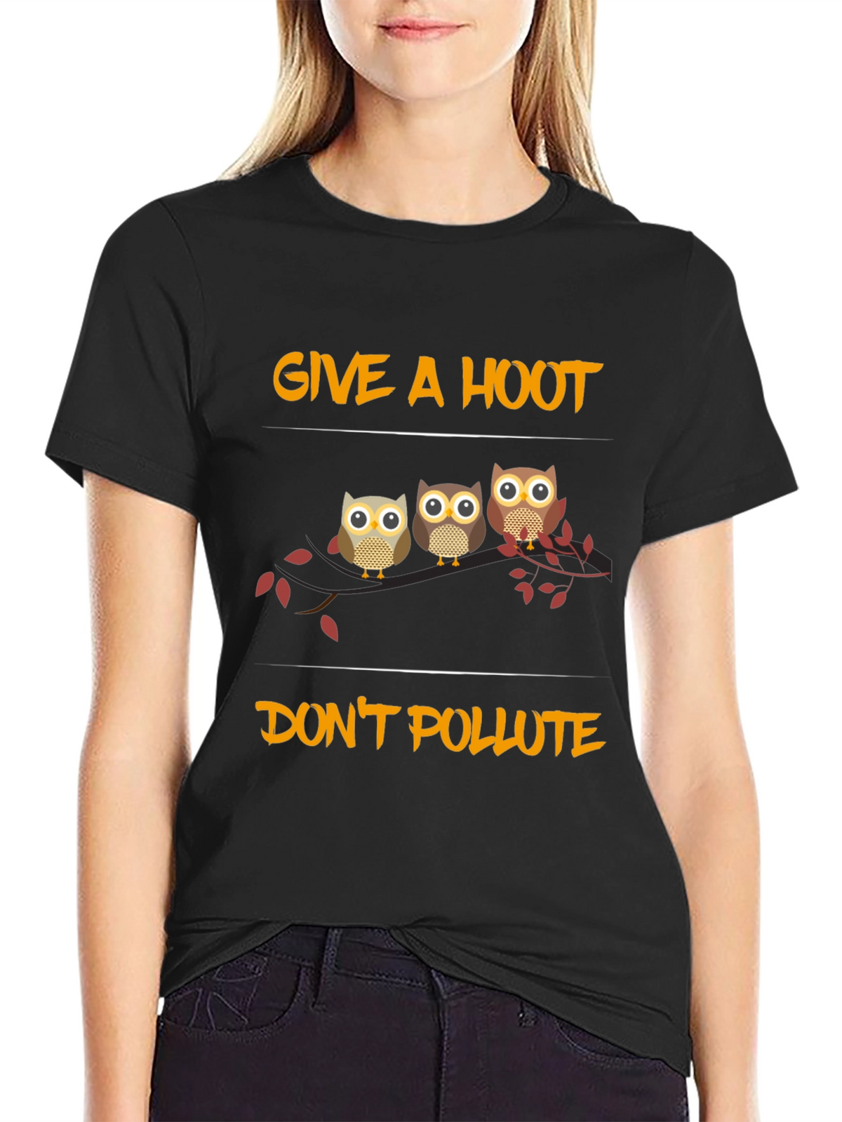 Give a Hoot Dont Pollute Owl Graphic Tee