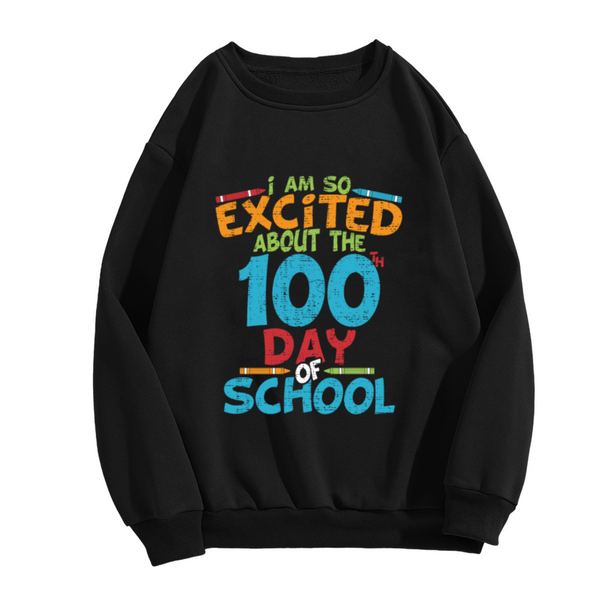 100th Day Of School Crayon Celebration Crewneck Sweatshirt | School Milestone Teacher Student Pullover, Back To School Gift