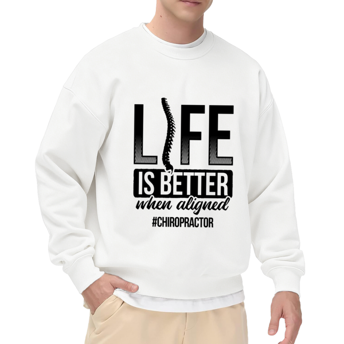 Life Is Better When Aligned Sweatshirt | Chiropractor Spine Graphic Crewneck, Chiropractic Humor Pullover Top, Gift for Chiropractors