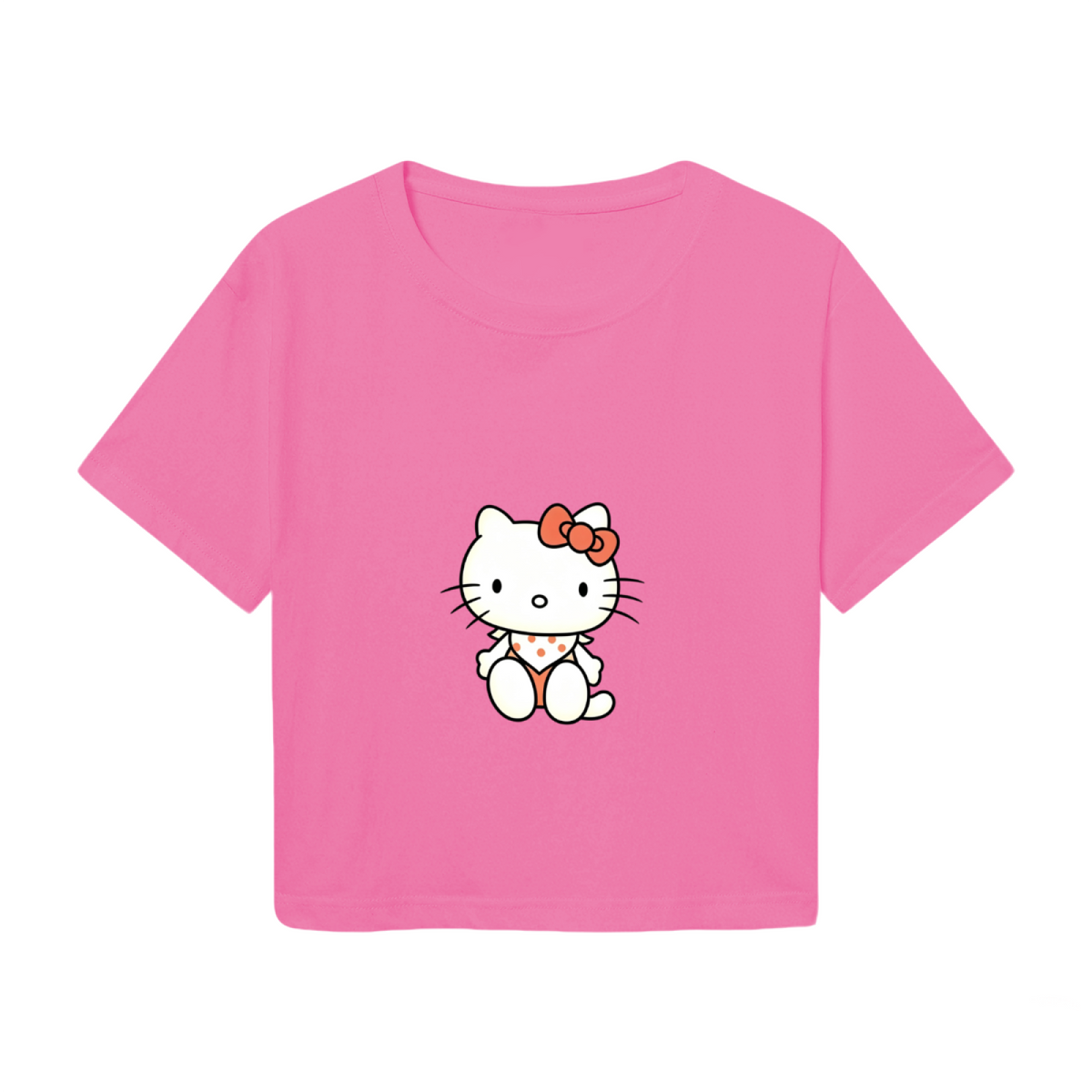 Minimal Wink Hello Kitty Black Crop Top Trendy Y2K Aesthetic Short Top