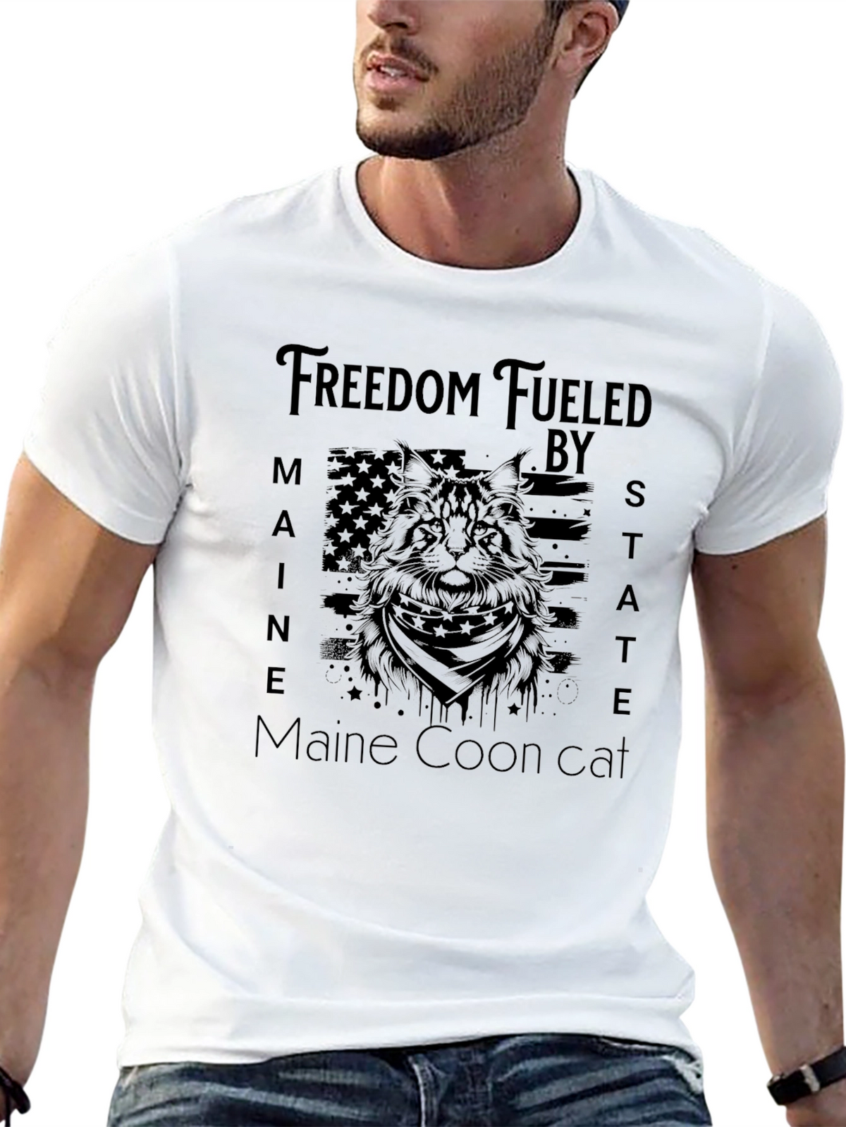 Freedom Fueled Maine Coon Cat T-Shirt