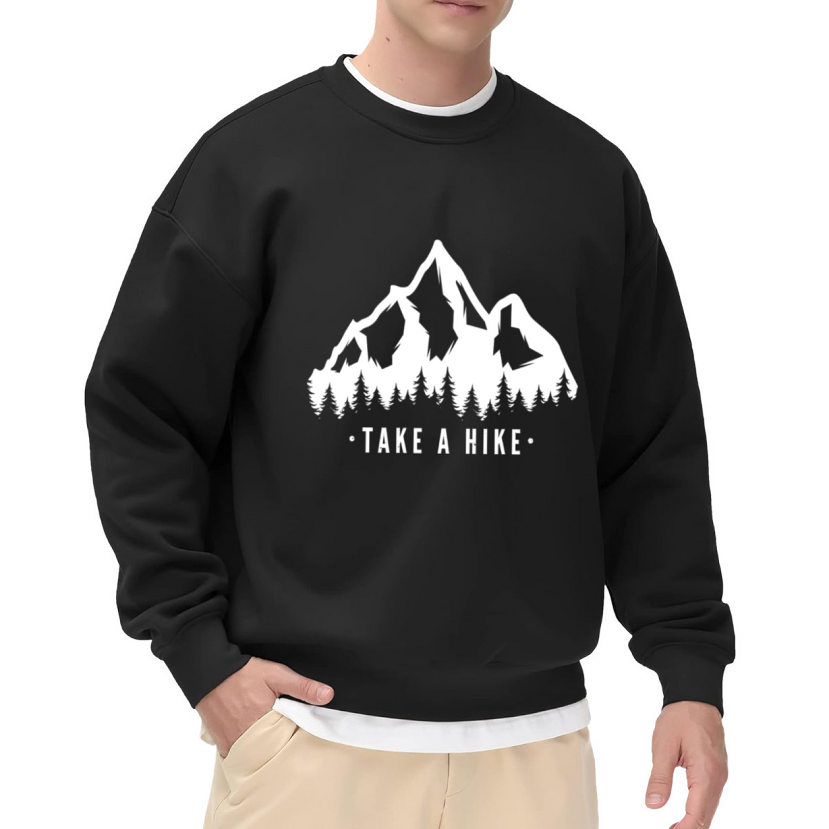 Take A Hike Crewneck Sweatshirt - Snowy Mountain Trail Graphic Pullover, Hiker Gift, Outdoor Adventure Top