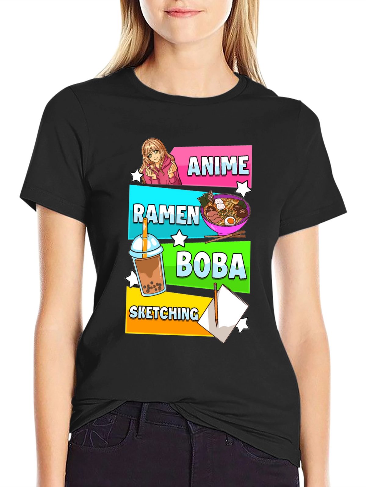 Anime Ramen Boba Sketching Graphic Tee