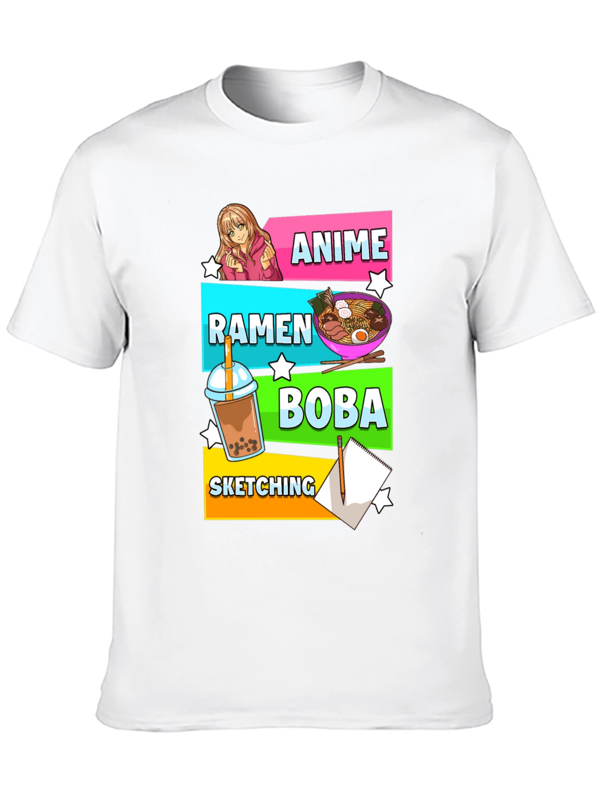 Anime Ramen Boba Sketching Graphic Tee