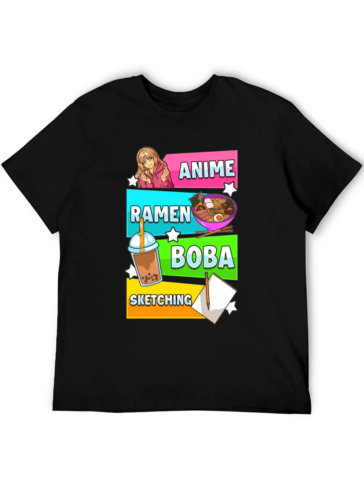 Anime Ramen Boba Sketching Graphic Tee