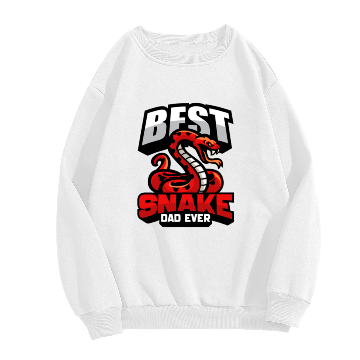 Best Snake Dad Ever Crewneck Sweatshirt, Cartoon Snake Reptile Pullover, Father's Day Gift