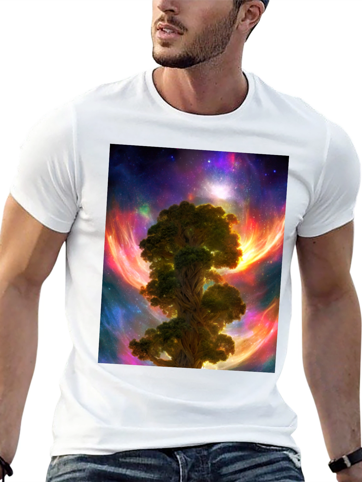 Cosmic Tree Graphic T-Shirt - Mens Black Tee