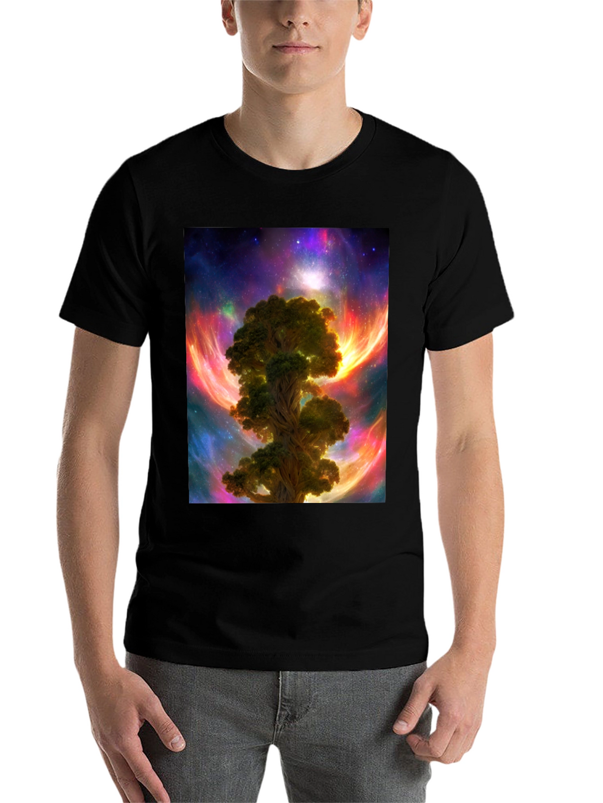 Cosmic Tree Graphic T-Shirt - Mens Black Tee