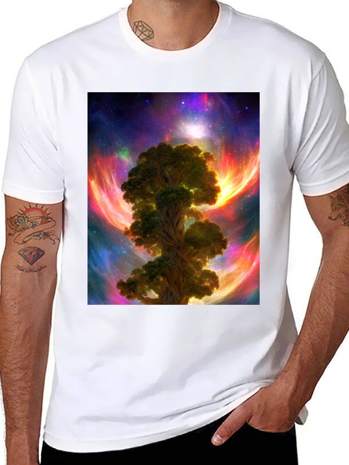 Cosmic Tree Graphic T-Shirt - Mens Black Tee