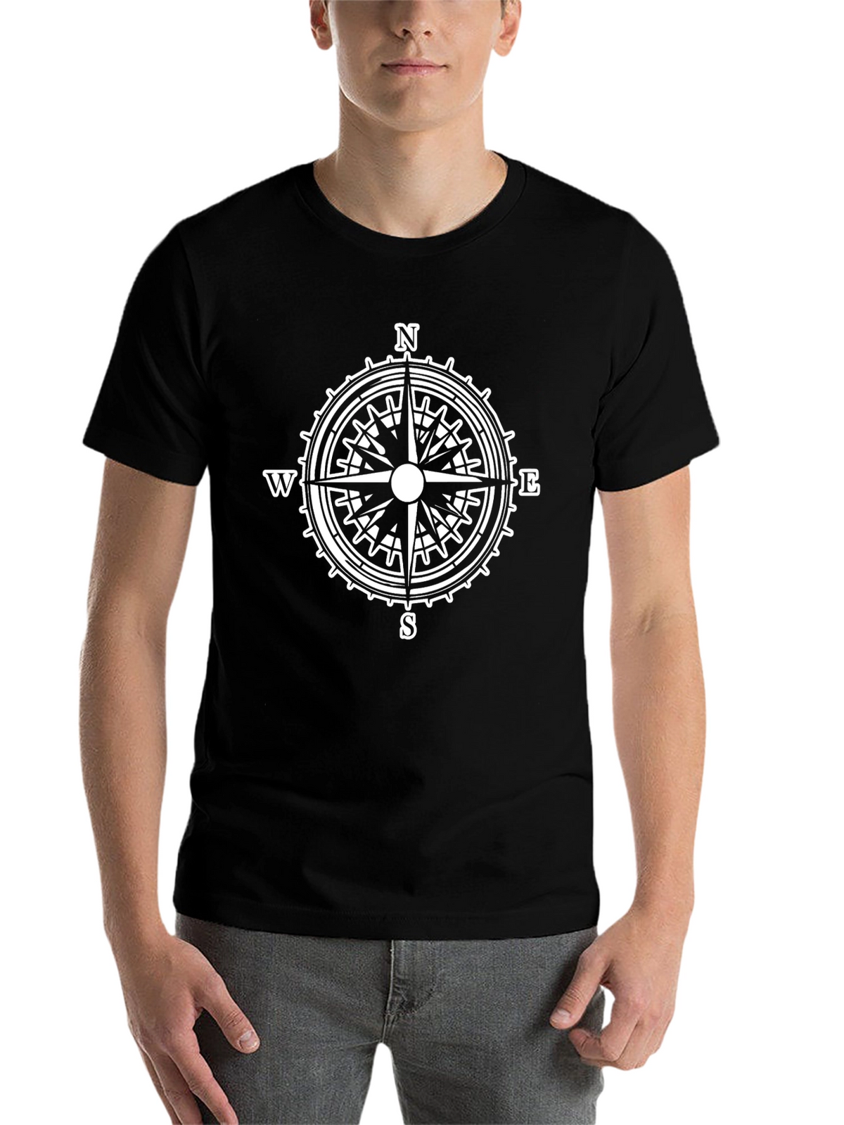 Compass Rose Graphic Tee - Black Cotton