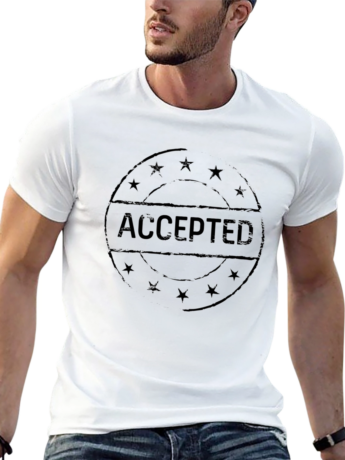 Accepted Graphic T-Shirt - Black Casual Tee