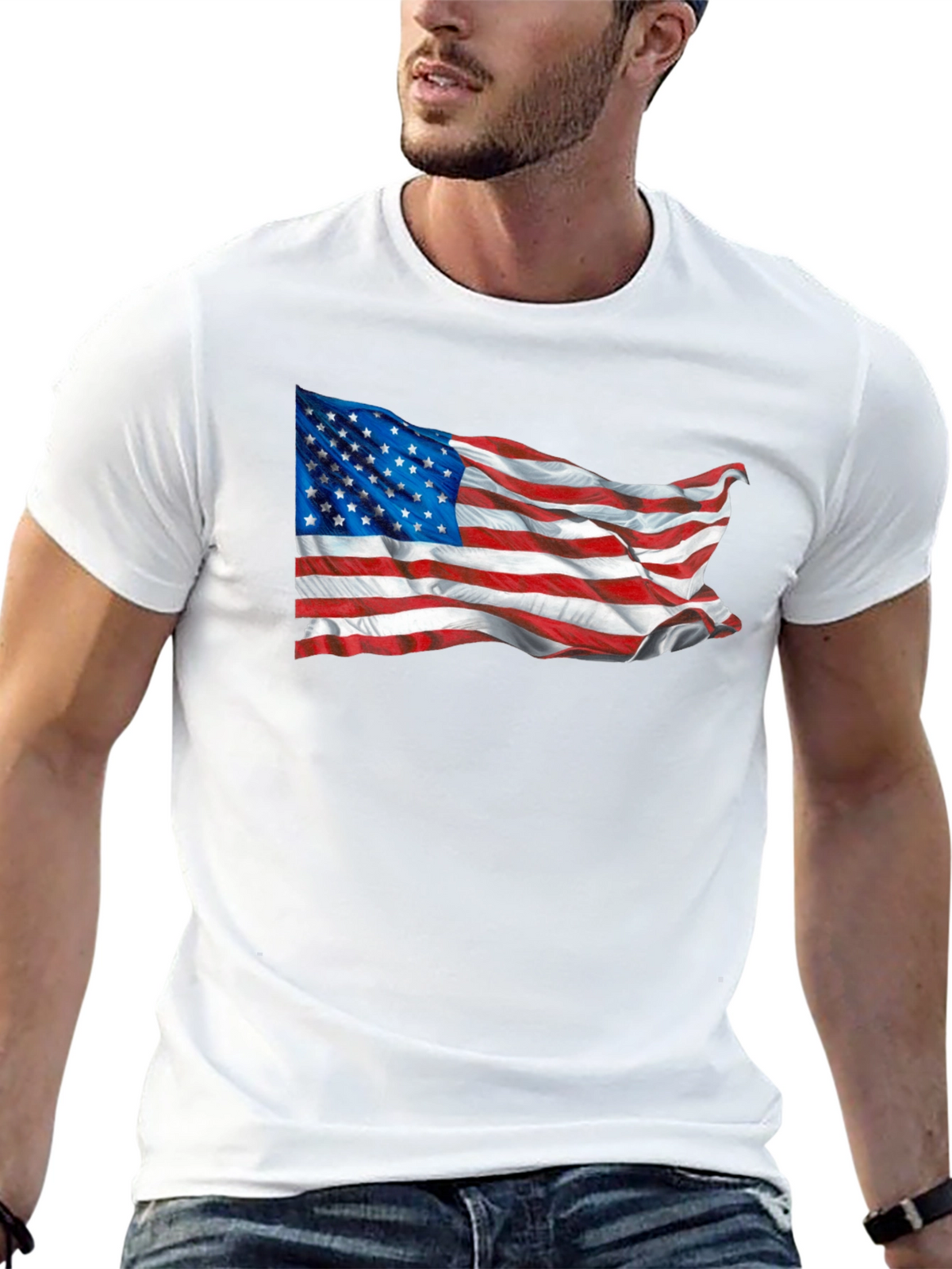 American Flag Graphic Tee - Black