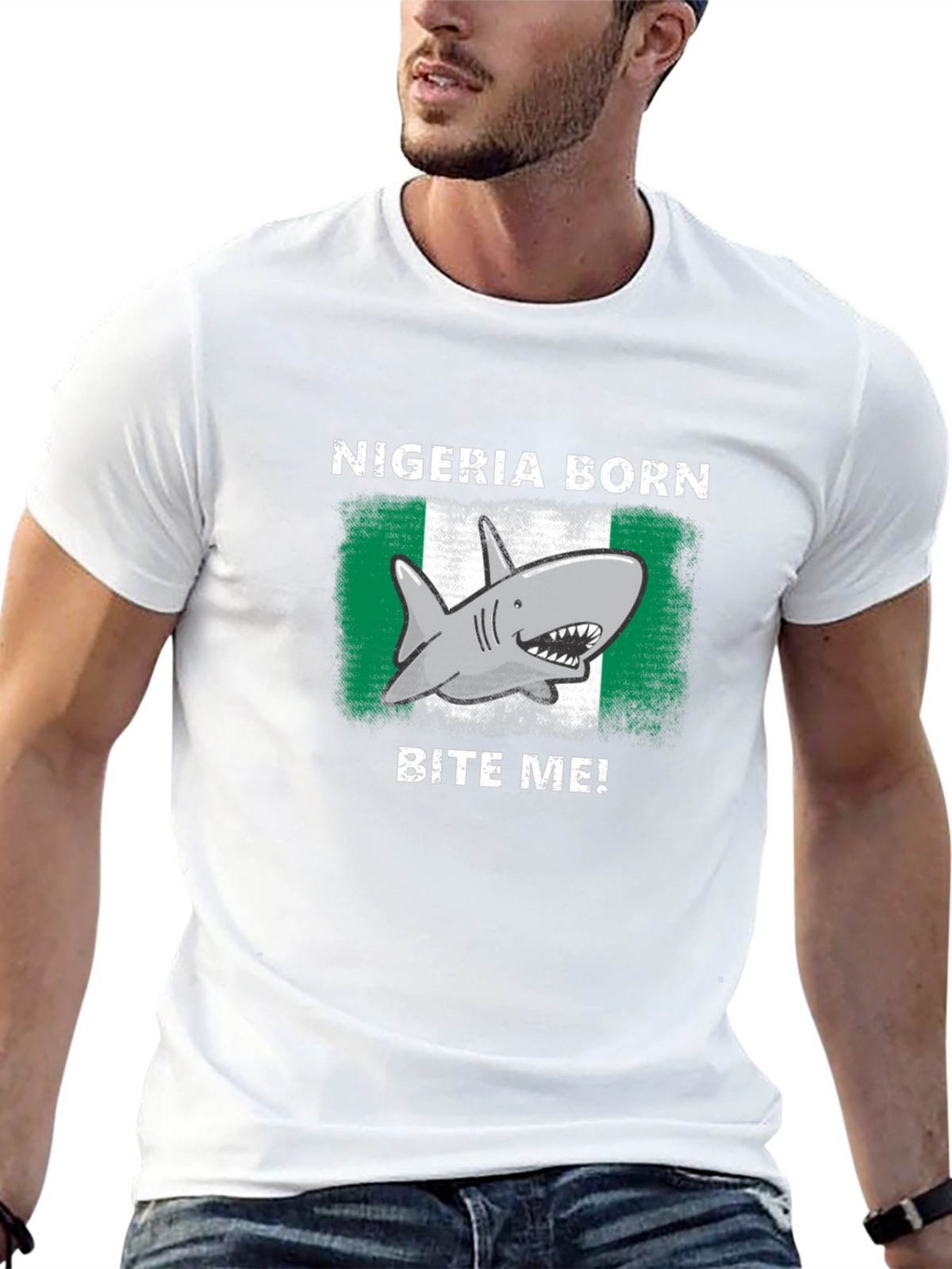 Nigeria Born Shark Bite Me! T-Shirt