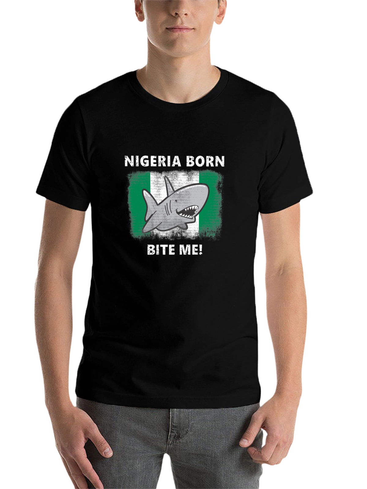 Nigeria Born Shark Bite Me! T-Shirt