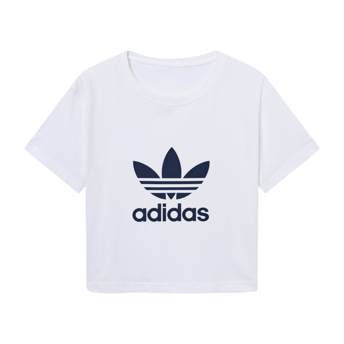 Classic Trefoil Logo Sporty White Crop Top