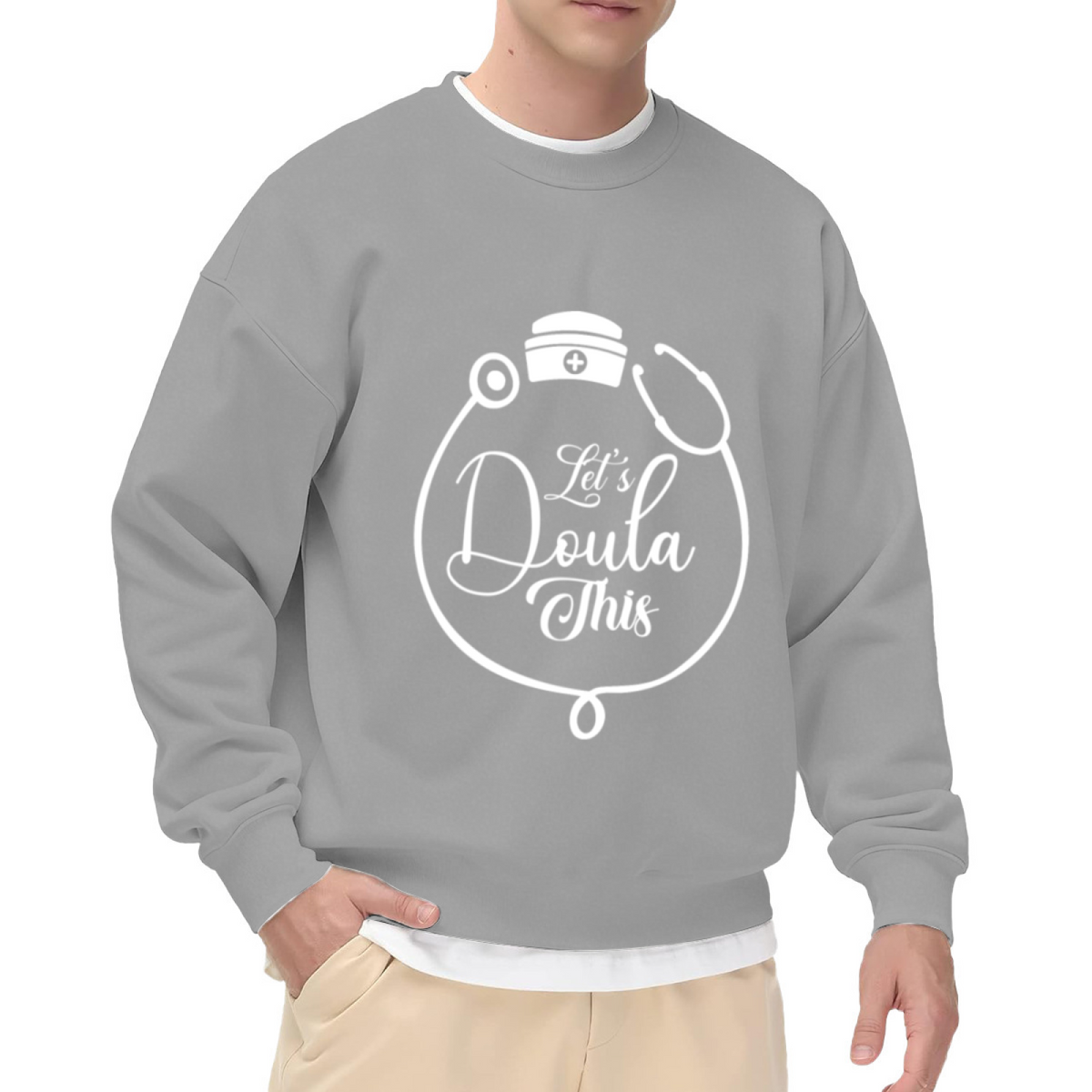 Let's Doula This Birth Worker Crewneck Sweatshirt, Midwife Stethoscope Badge Pullover, Doula Gift