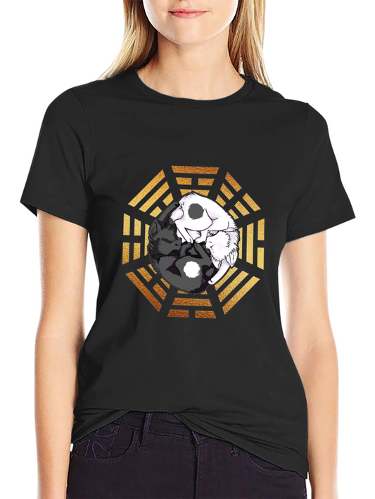 Yin Yang Cats Graphic T-Shirt