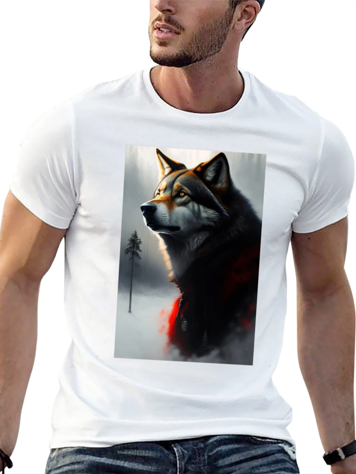 Wolf Graphic Black T-Shirt - Stylish Animal Print Tee