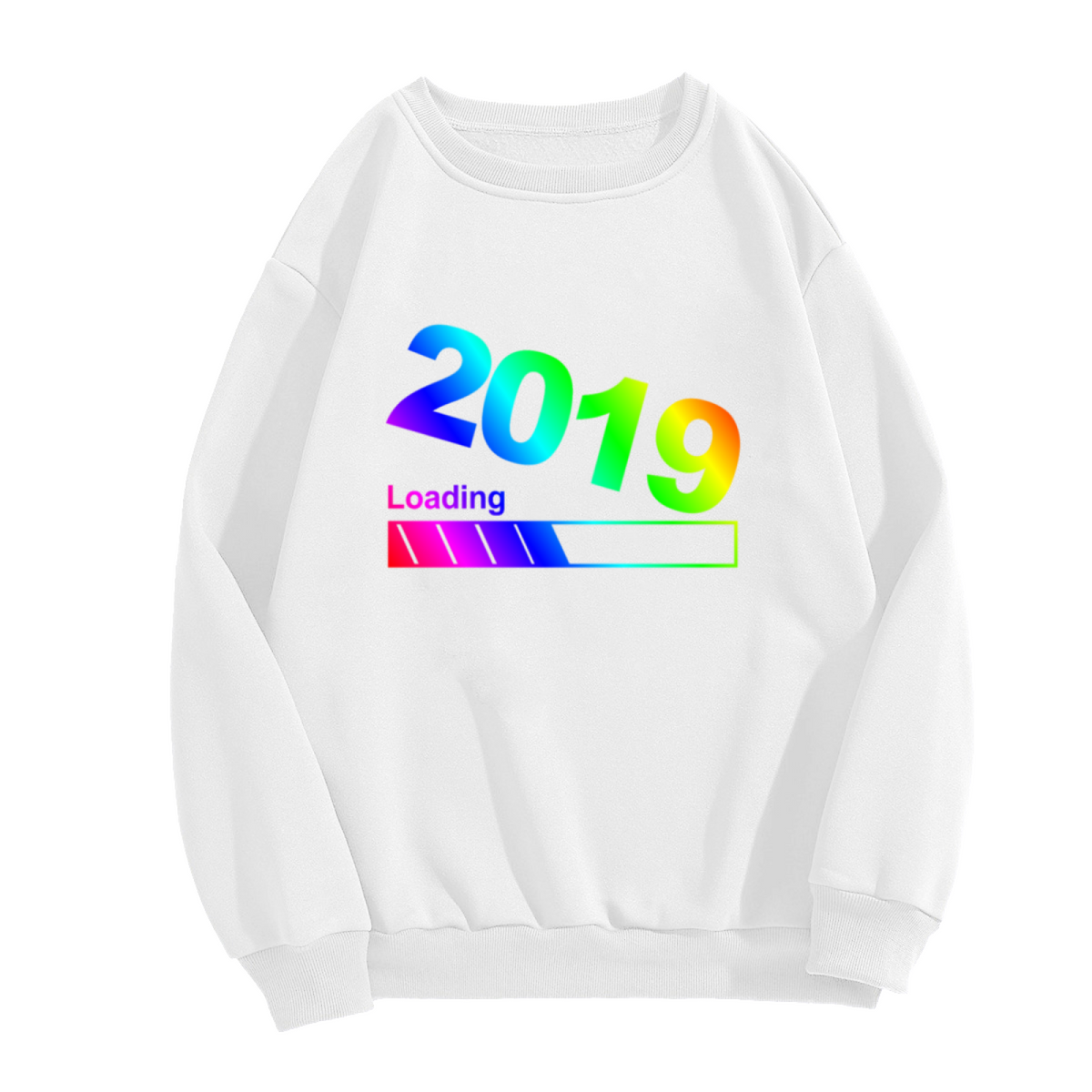 2019 Loading Sweatshirt | Retro Loading Bar Graphic Crewneck, New Year 2019 Pullover Top, Throwback Gift for Men Women