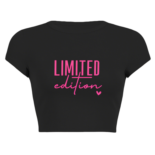 Limited Edition Pink Heart Trendy Black Crop Top